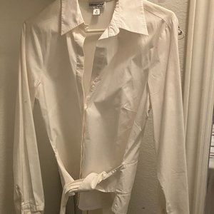 Women's White Dress/Work Button Shirt, Size Medium